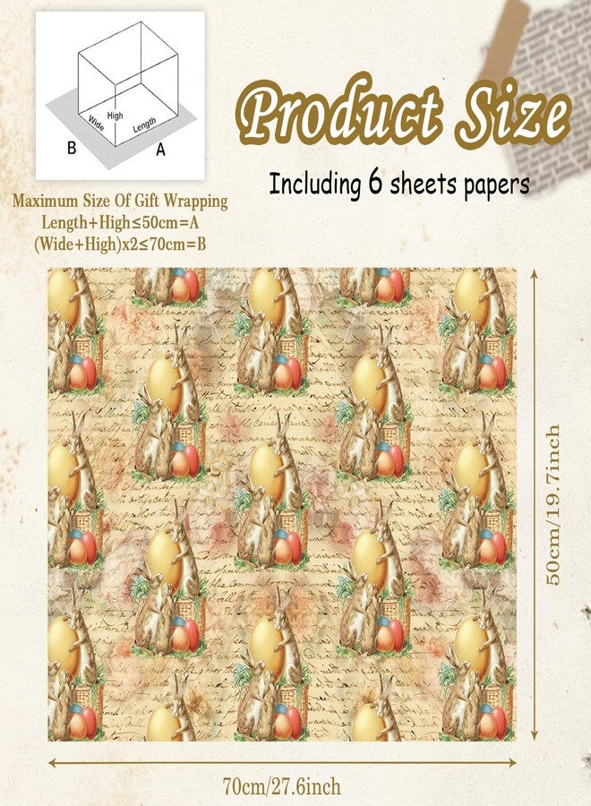 Geluode Easter Wrapping Paper, Vintage Easter Egg Rabbit Chick Gift Wrap Paper, Watercolor Bunny Gift Wrap 6 Sheets Folded Flat 28 x 20 Inch, for Kids Girls Boys Spring Easter Birthday Party - Image 2